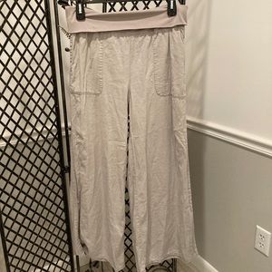 Anthropologie Hei Hei linen roll down pants taupe/sand size L